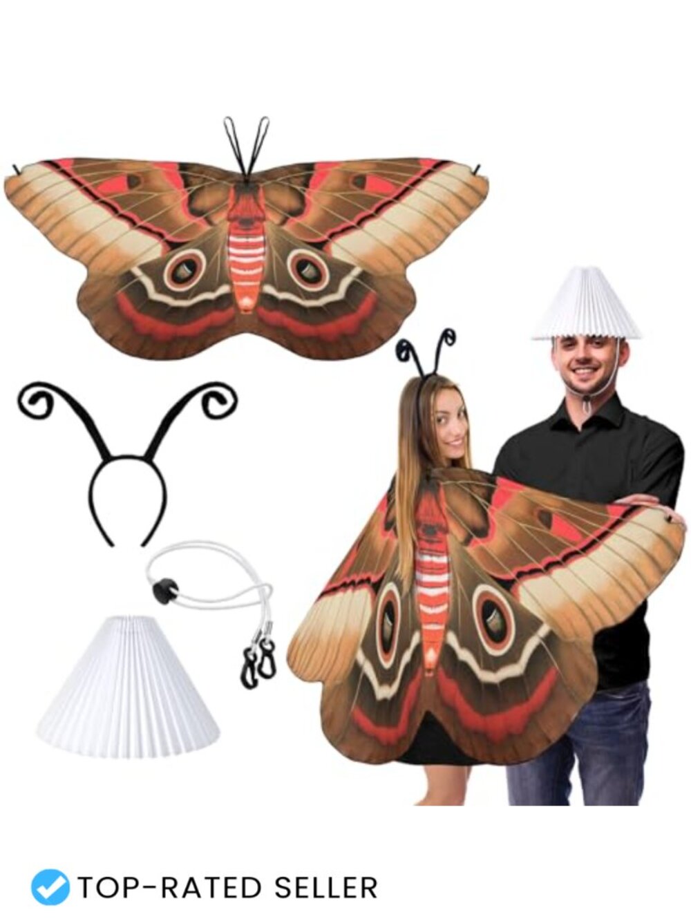Moth and Lamp Couple Costume Set Chiffon Cape Headband Lampshade Halloween